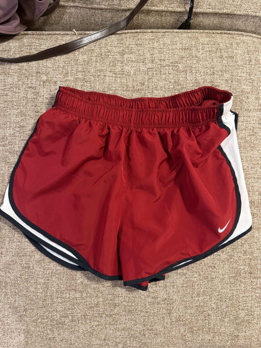Nike Red & White Girls' Athletic Shorts